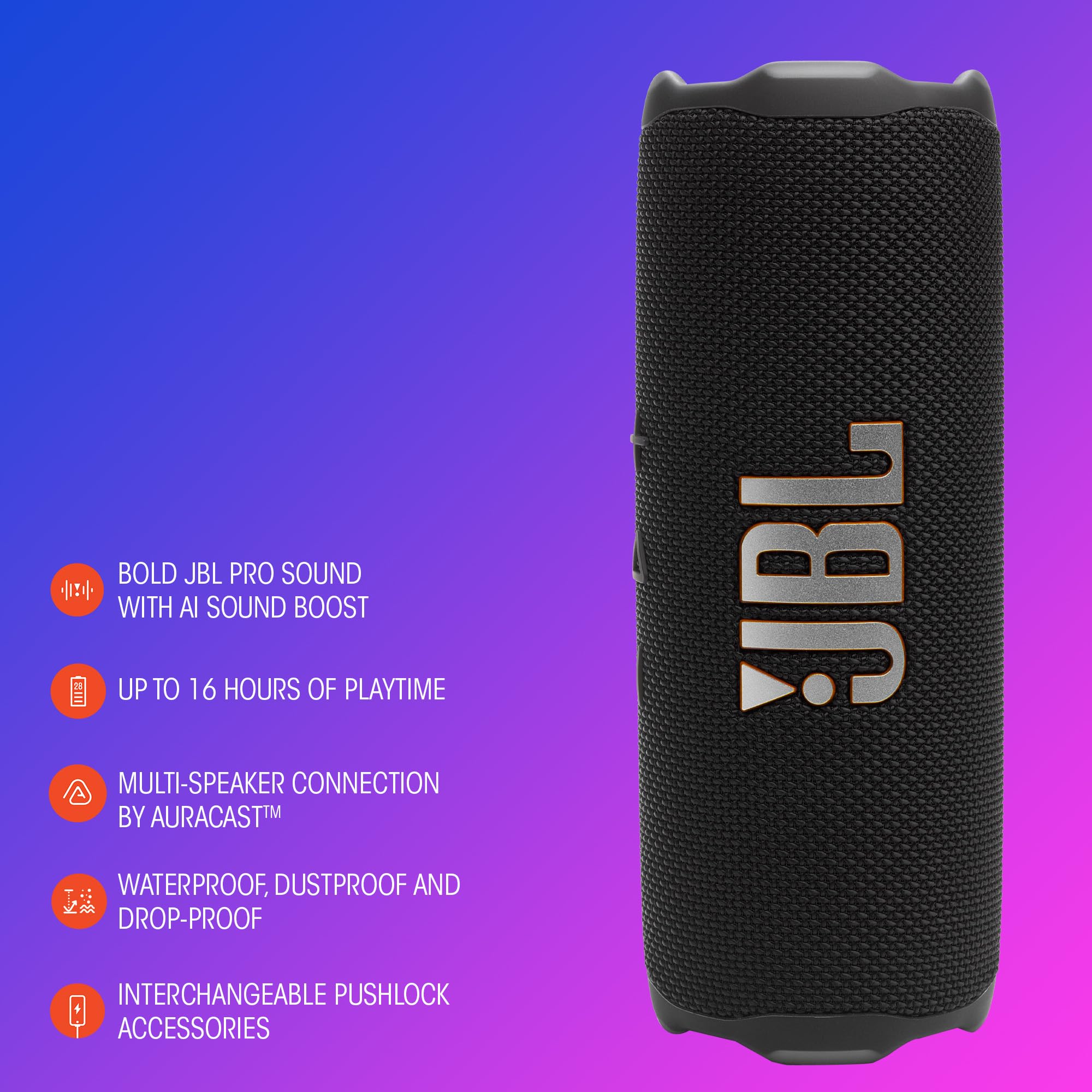 JBL Flip 7 puerto USB-C para carga rápida y audio lossless