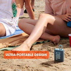 JBL Go 3 primer plano tela resistente que protege y aporta estilo