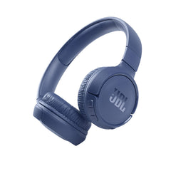JBL Tune 510BT vista frontal azul mostrando diseño cómodo