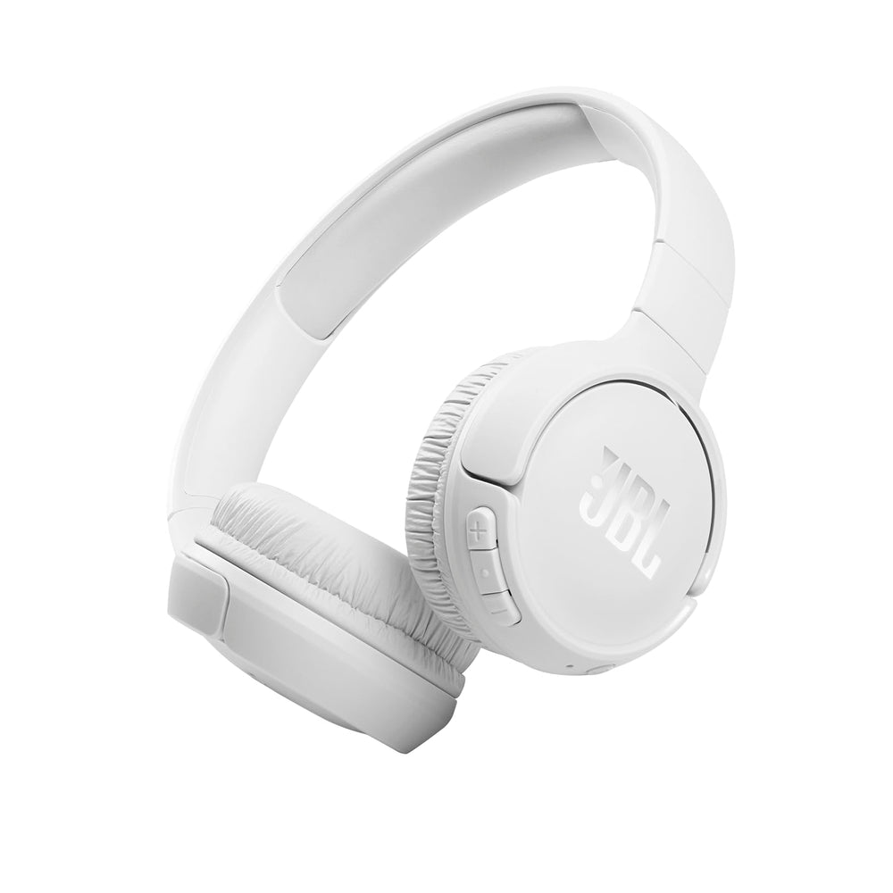 JBL Tune 510BT vista frontal blanco, diseño limpio y portátil