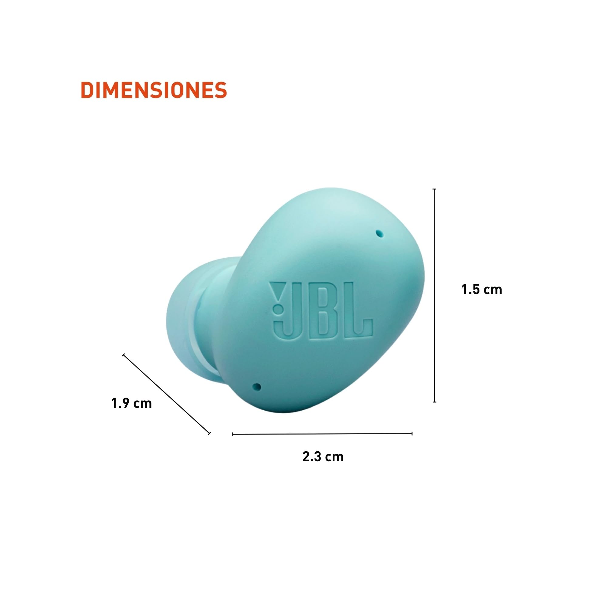 JBL Vibe Buds 2 close-up del driver para graves potentes JBL