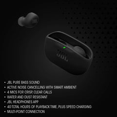 JBL Vibe Buds 2 detalle del driver que realza bajos potentes