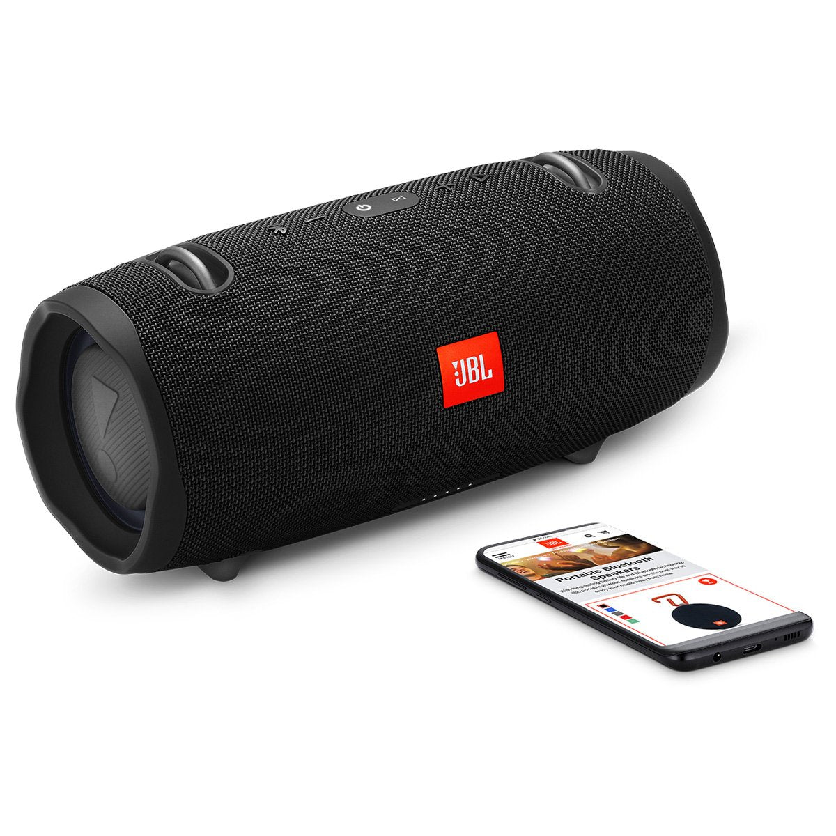 JBL Xtreme 2 junto a batería externa, autonomía prolongada