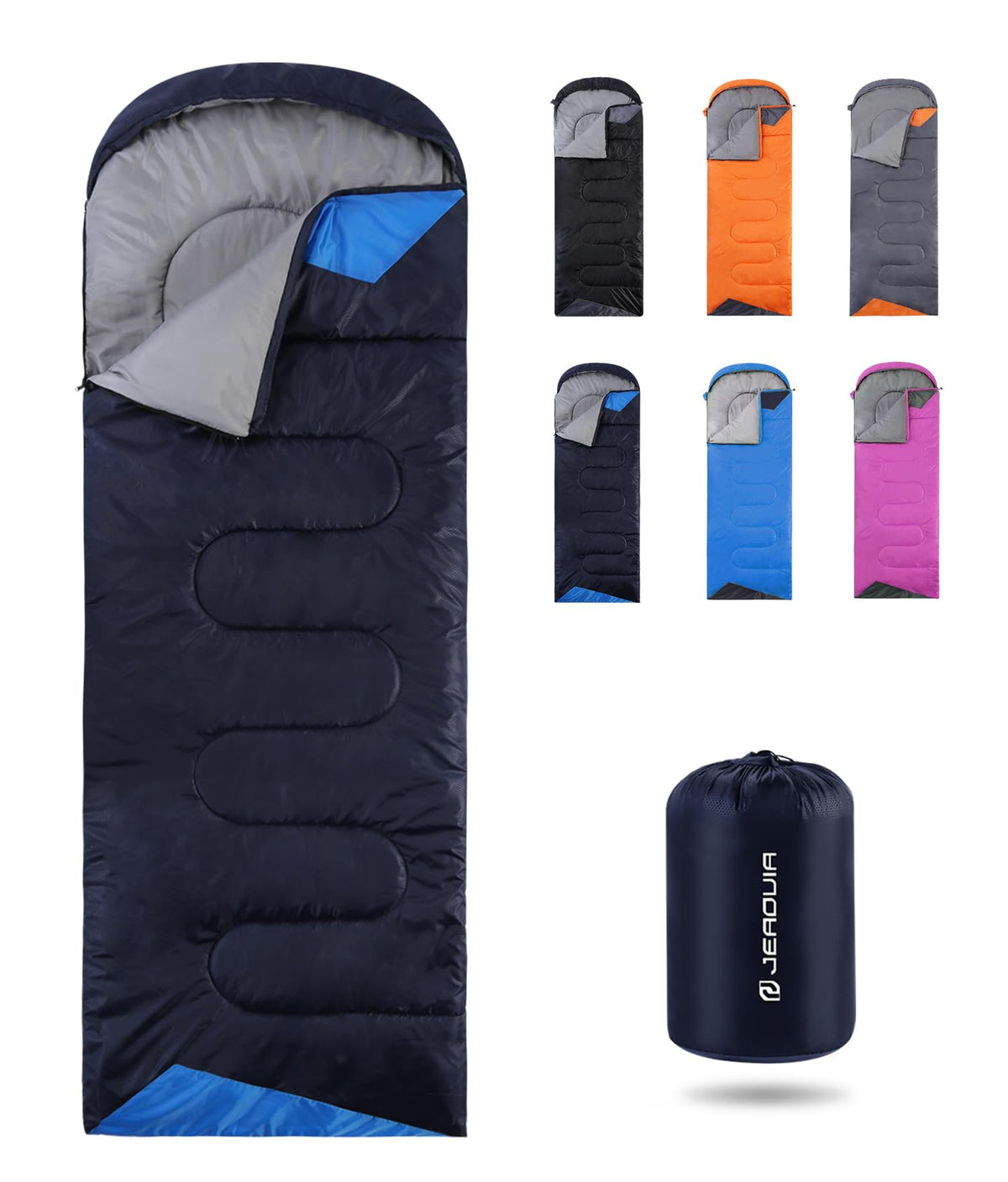 JEAOUIA vista frontal del saco azul marino, práctico para transporte