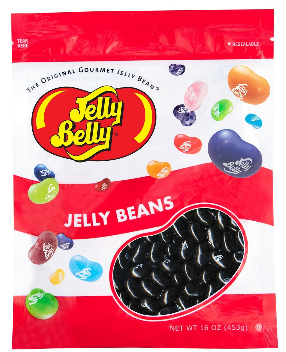 Jelly Belly bolsa frontal regaliz muestra empaque oficial y conveniencia