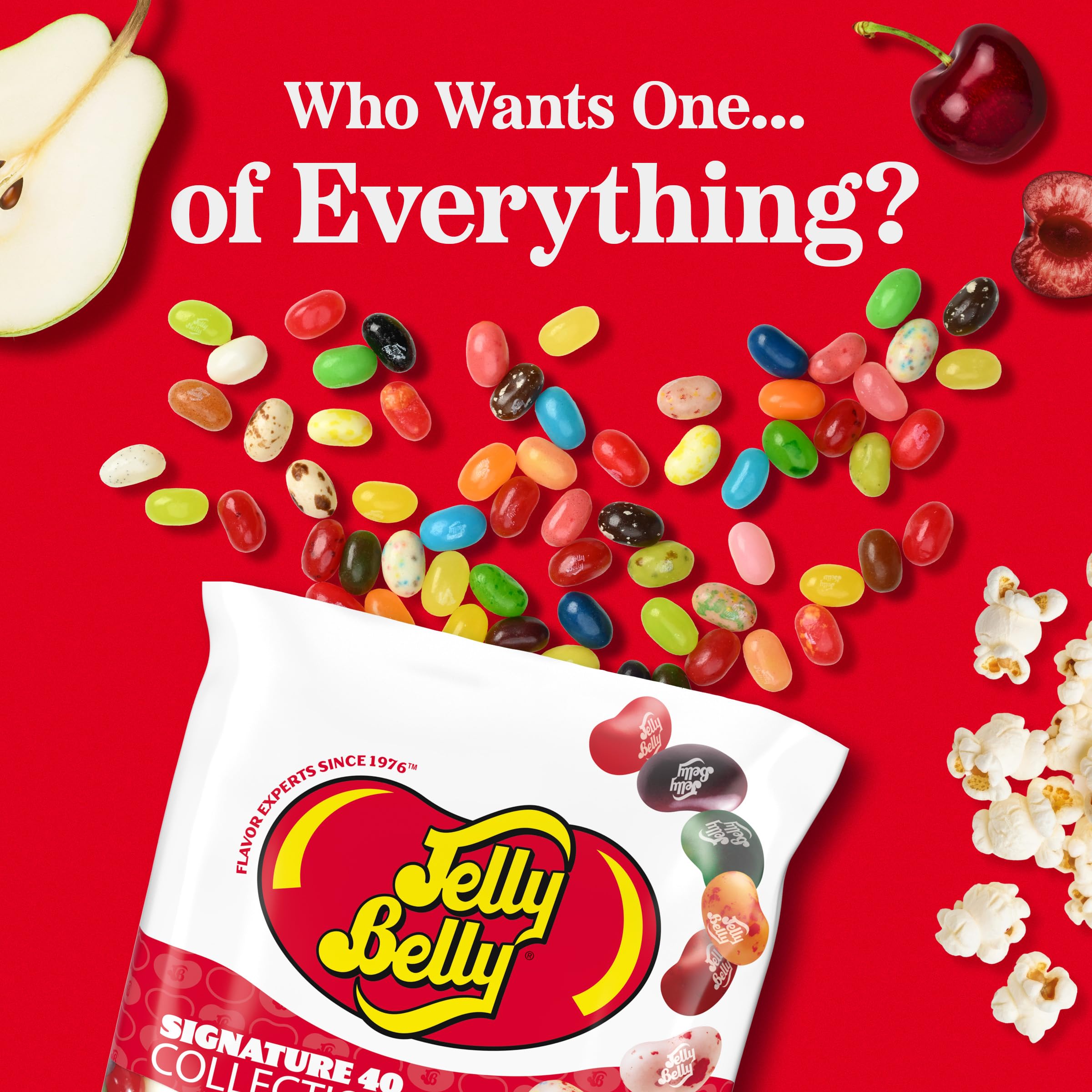 Jelly Belly frijolitos surtidos en primer plano mostrando colores y sabores