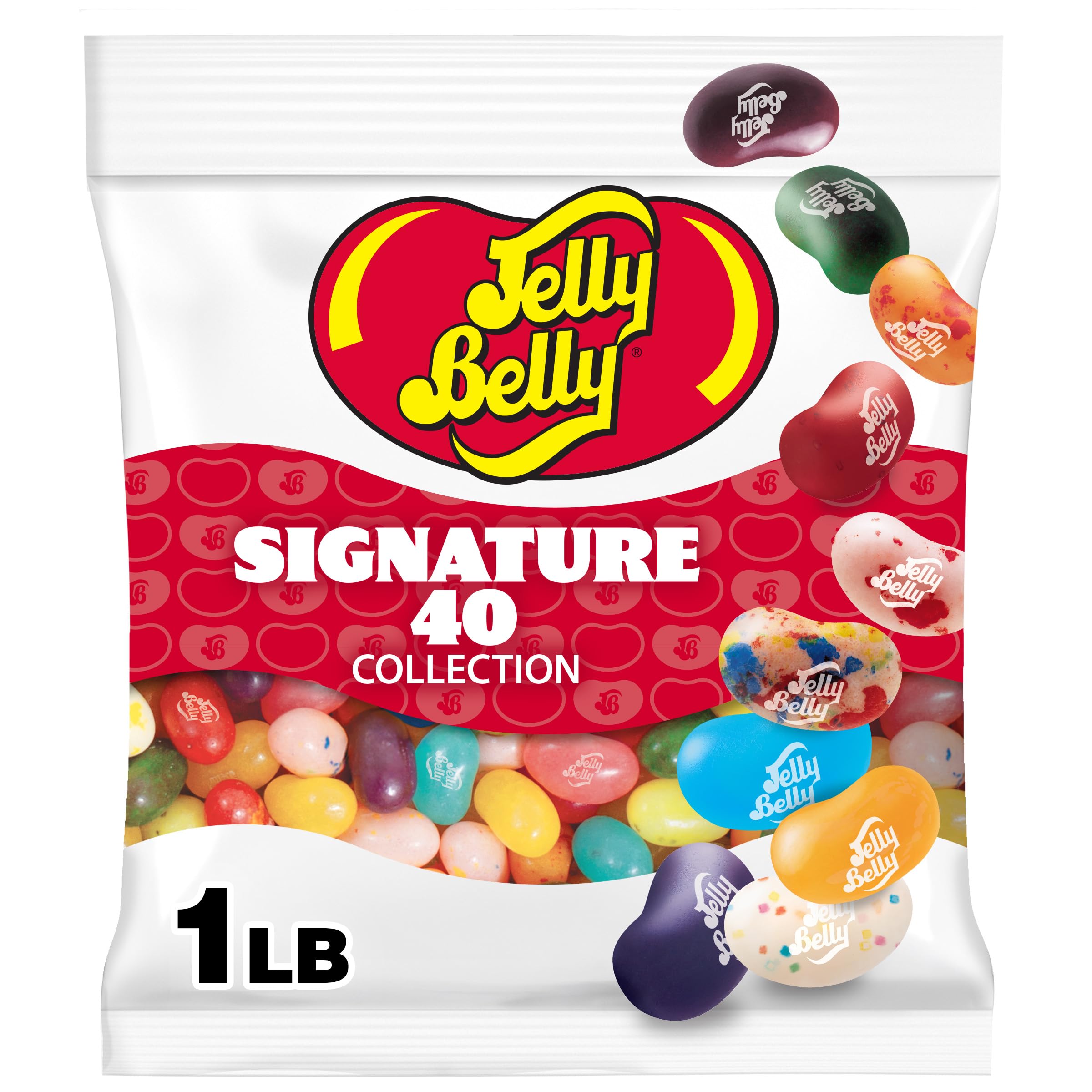 Jelly Belly bolsa resellable 1 libra vista frontal, conserva frescura y variedad