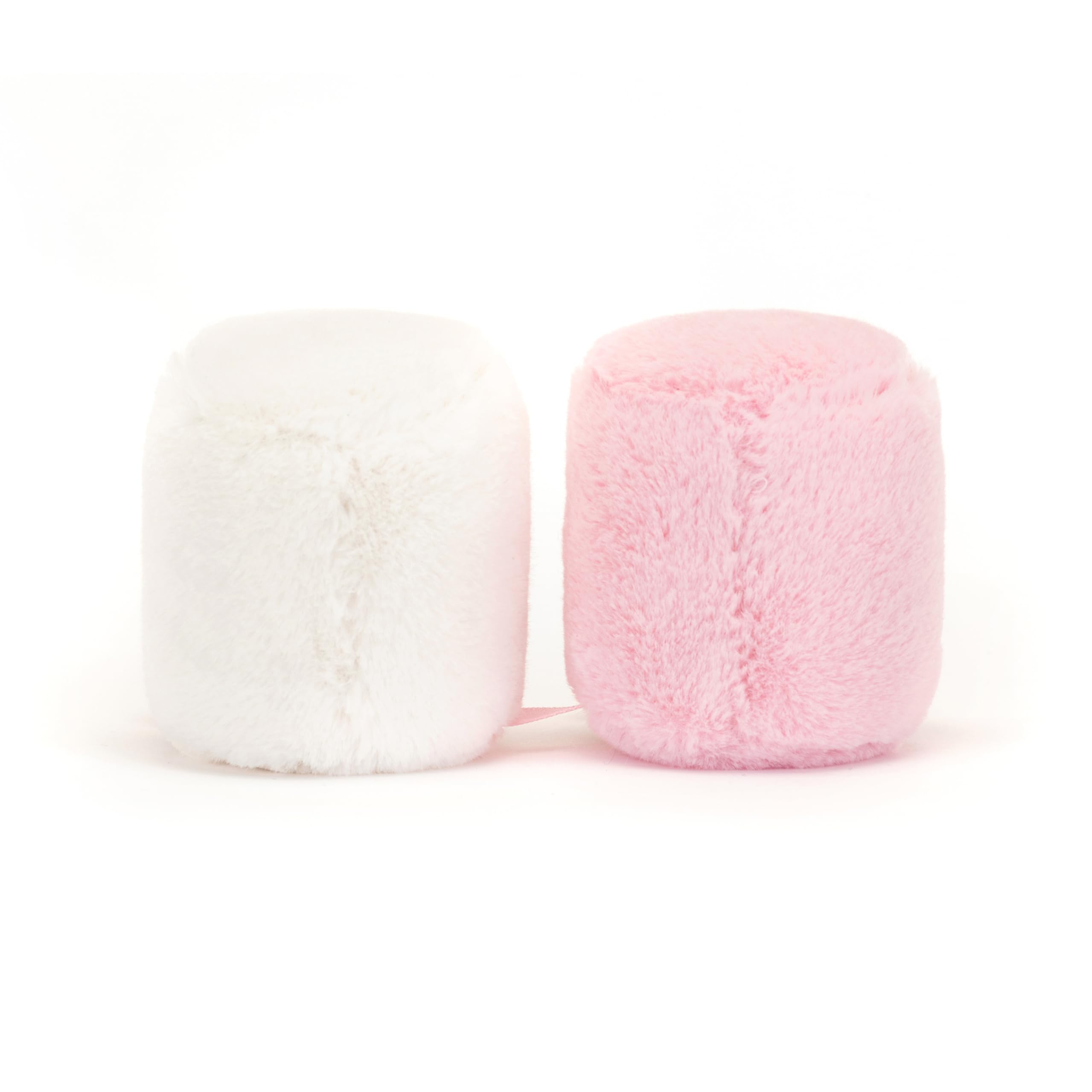 Jellycat detalle de la cinta satinada rosa que une los dos malvaviscos y añade encanto