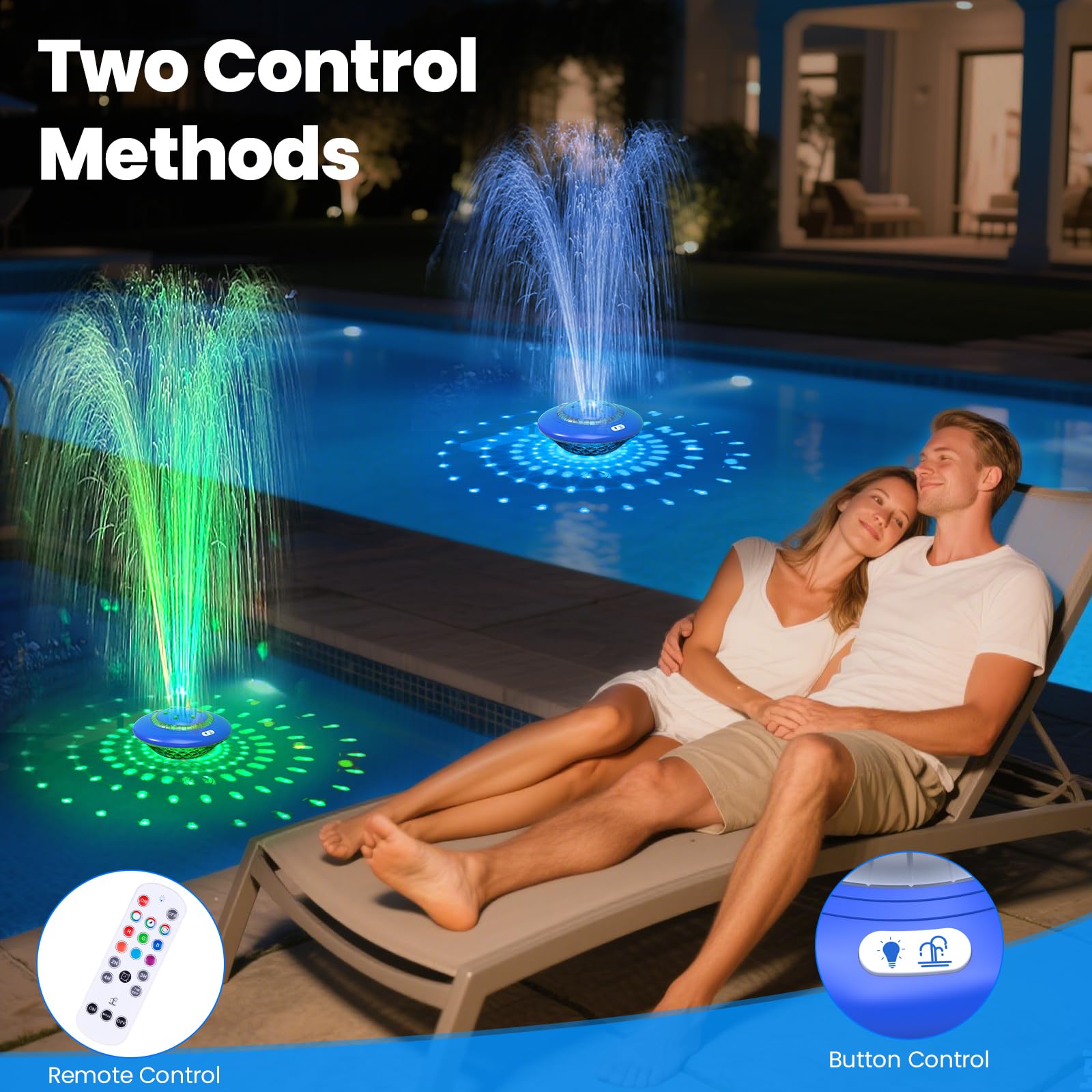 JEMULICE fountain producing a high 4.27ft water arc for dramatic pool effect and aeration benefit