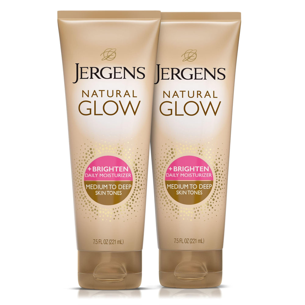 Jergens envase frontal mostrando loción para bronceado gradual y aplicación sencilla