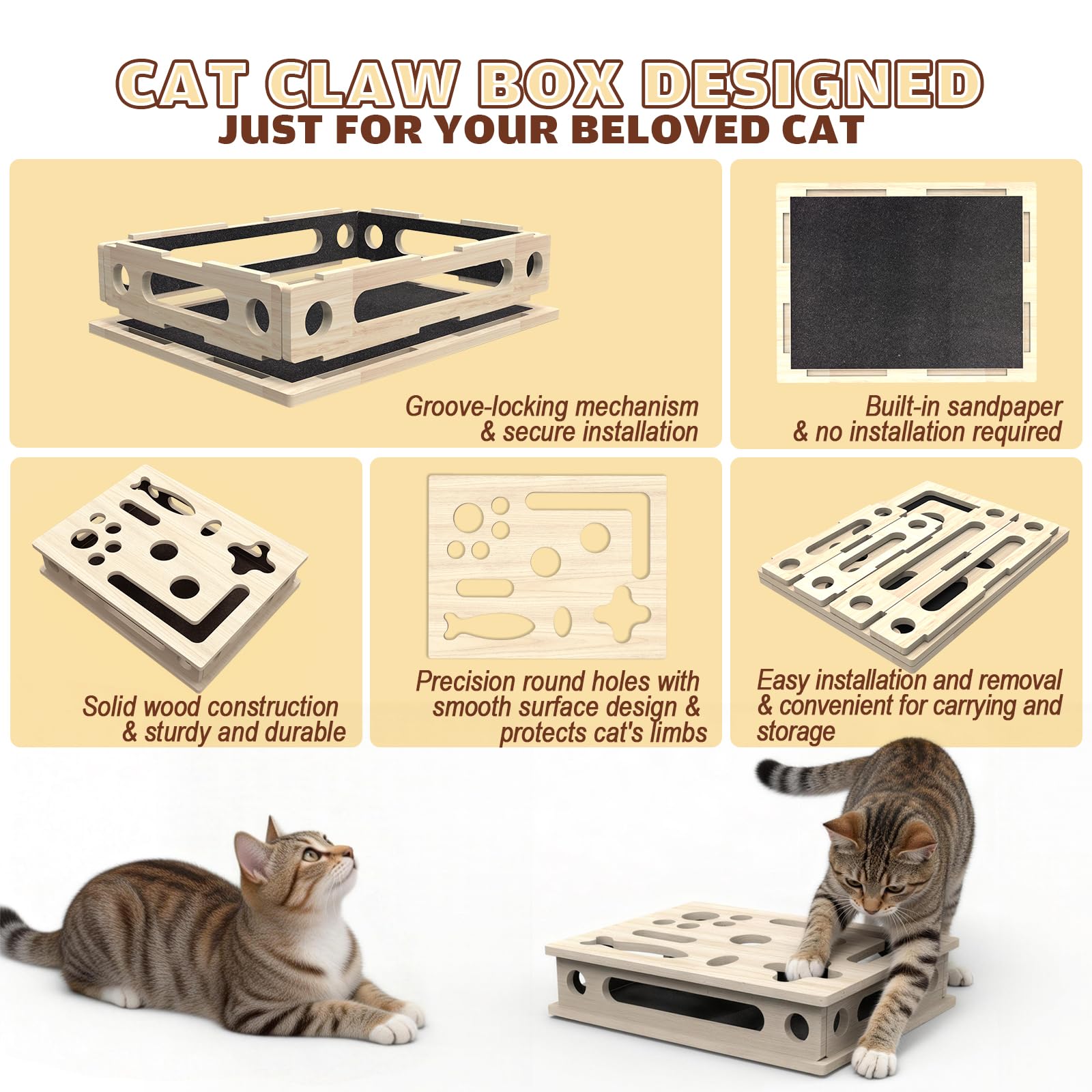 JHMFDDSB textura de madera maciza sin astillas, segura para gatos
