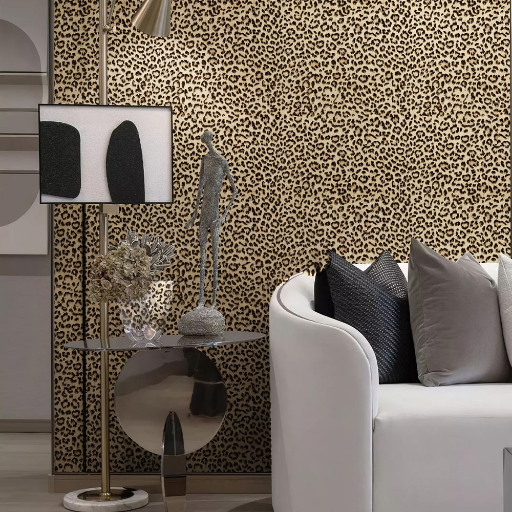 JiffDiff papel tapiz aplicado en pared de dormitorio dando estilo y punto focal