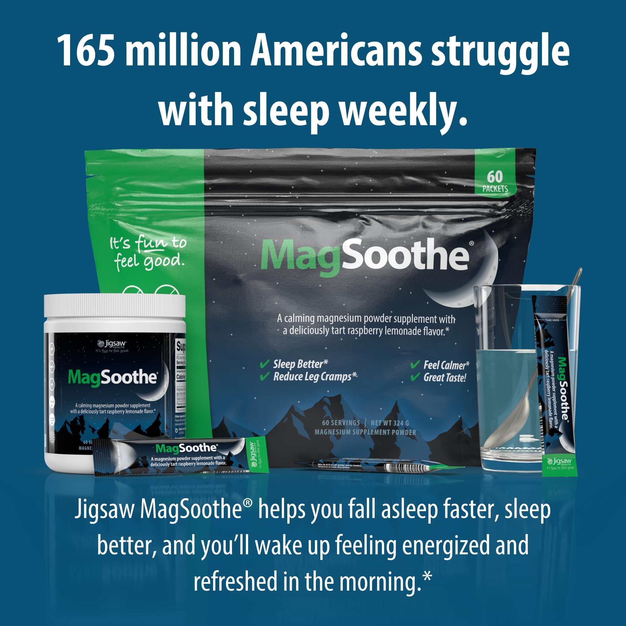 Ingredientes clave de MagSoothe Jigsaw Health con listado visible, beneficio: fórmula enfocada y tolerable