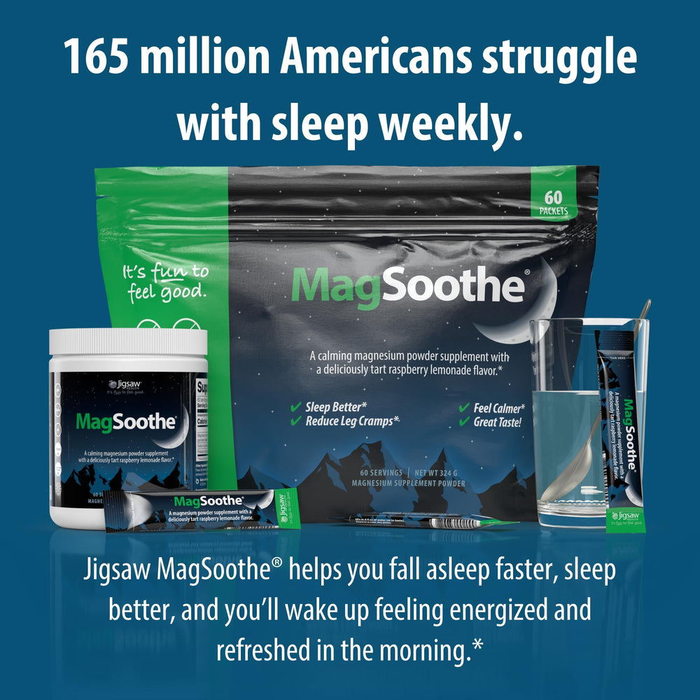 Ingredientes clave de MagSoothe Jigsaw Health con listado visible, beneficio: fórmula enfocada y tolerable