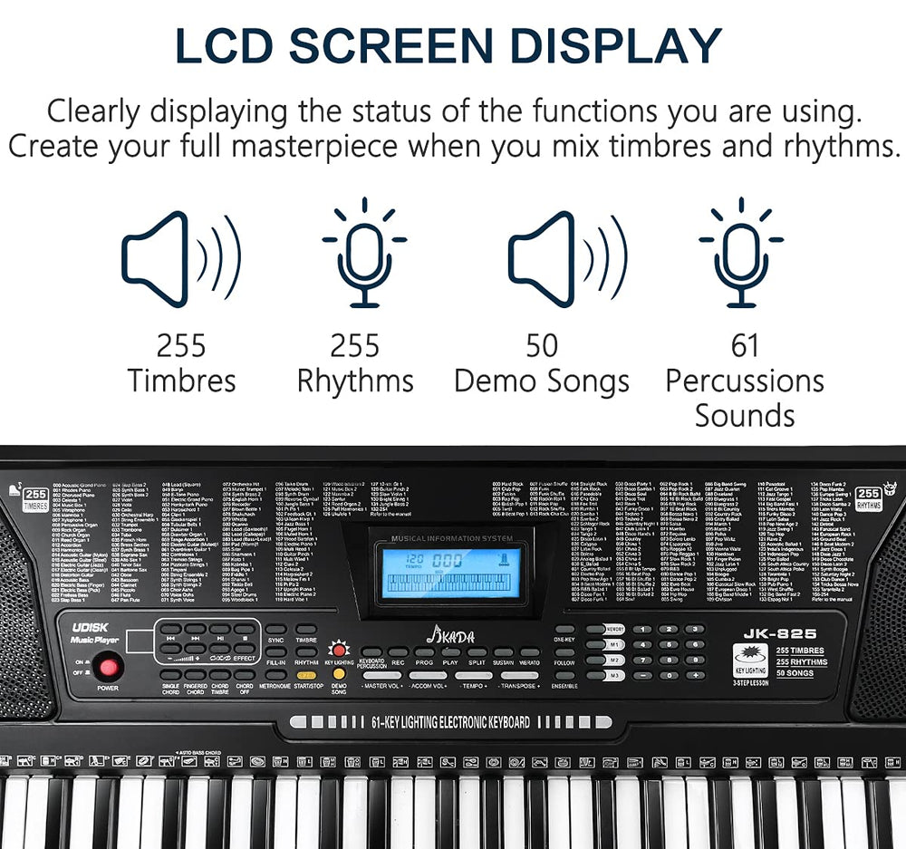 JIKADA pantalla LCD y teclas iluminadas mostrando los modos de enseñanza