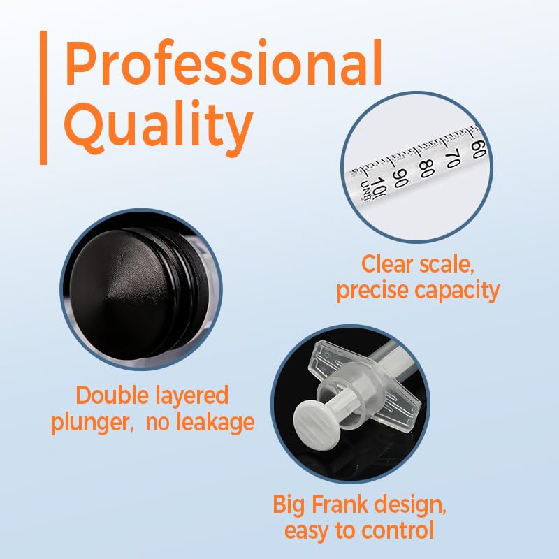 JINYULAI syringe next to a hand showing compact 1ml size for easy handling