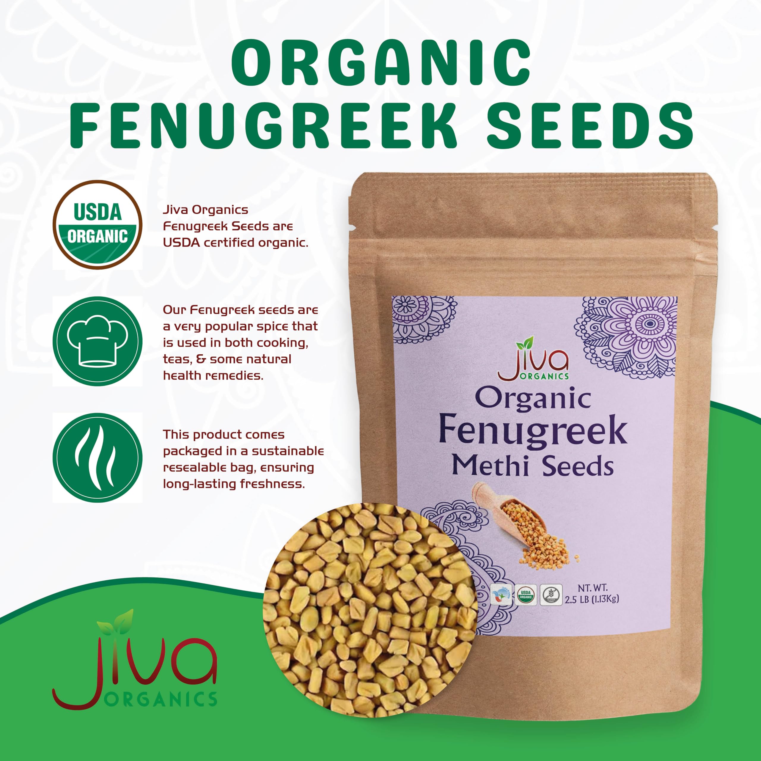 Jiva Organics textura de semillas dorado marrón para cocinar