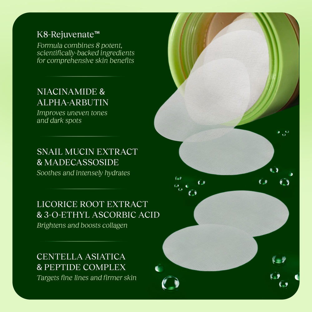 Ilustración de ingredientes JIYU como mucina, niacinamida y centella para luminosidad