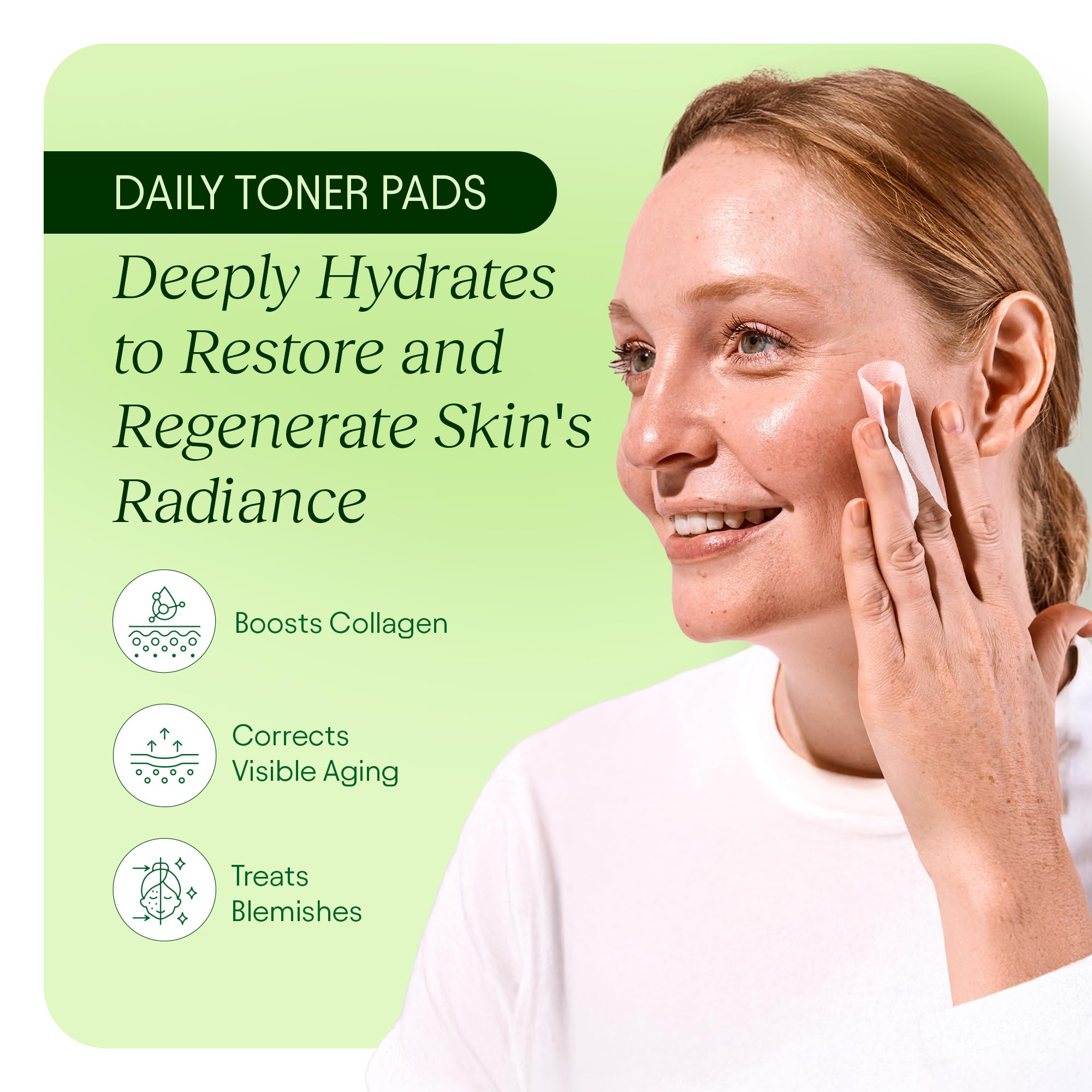 Persona usando pad JIYU en el rostro mostrando comodidad y absorción rápida