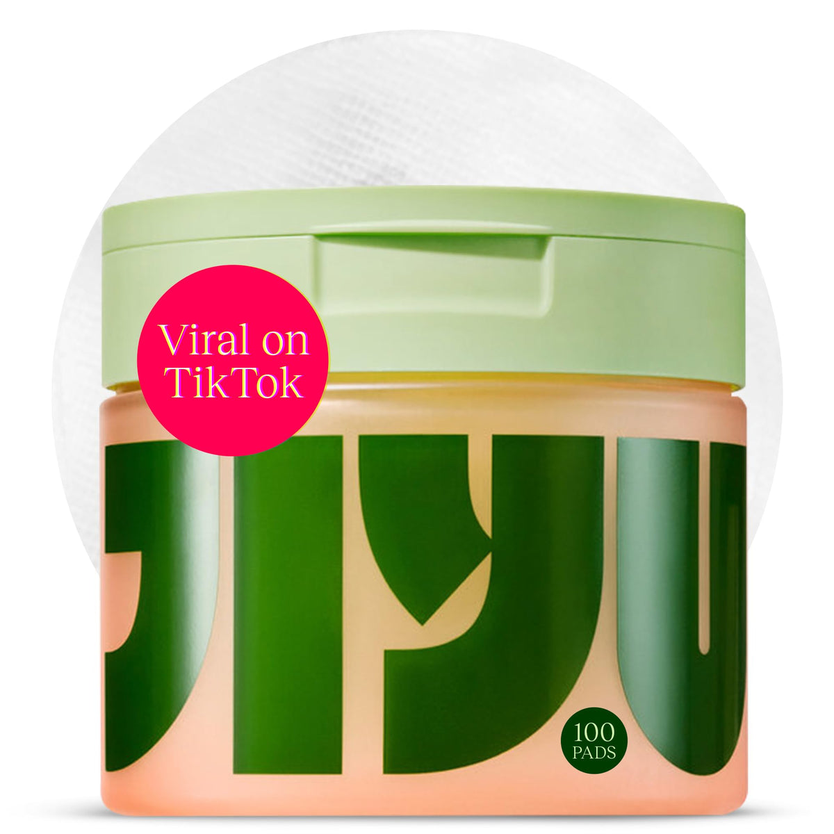 JIYU packaging frontal mostrando 100 pads para renovación e hidratación rápida