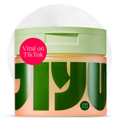 JIYU packaging frontal mostrando 100 pads para renovación e hidratación rápida