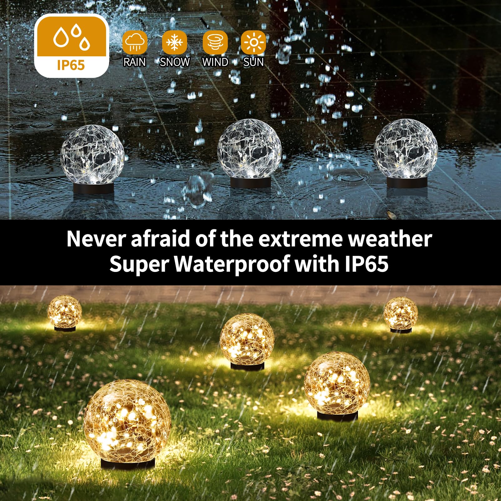 JKIMK bola solar instalada en jardín aportando iluminación cálida