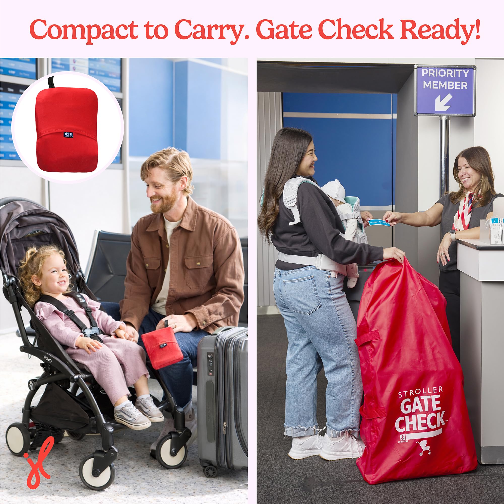 J.L. Childress bolsa junto a cochecito plegado para comparar tamaño