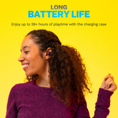 JLab Go Air Pop+ auriculares en uso al correr, ajuste seguro y estable