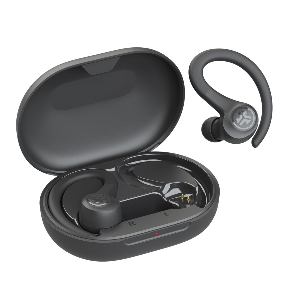 JLab Go Sport+ auriculares en ambiente de gimnasio para entrenamiento cómodo