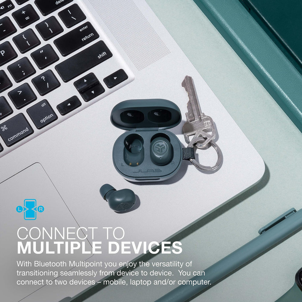 JLab JBuds Mini detalle del acabado y botones táctiles para control fácil