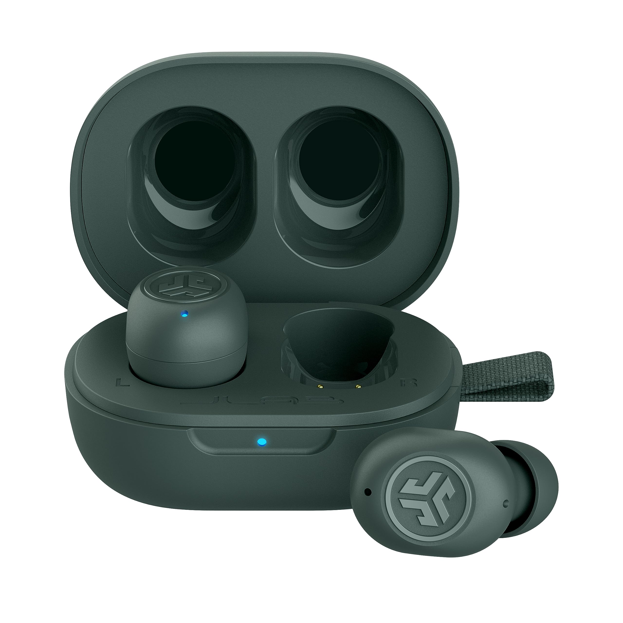 JLab JBuds Mini vista frontal compacto y discreto, ideal para movilidad