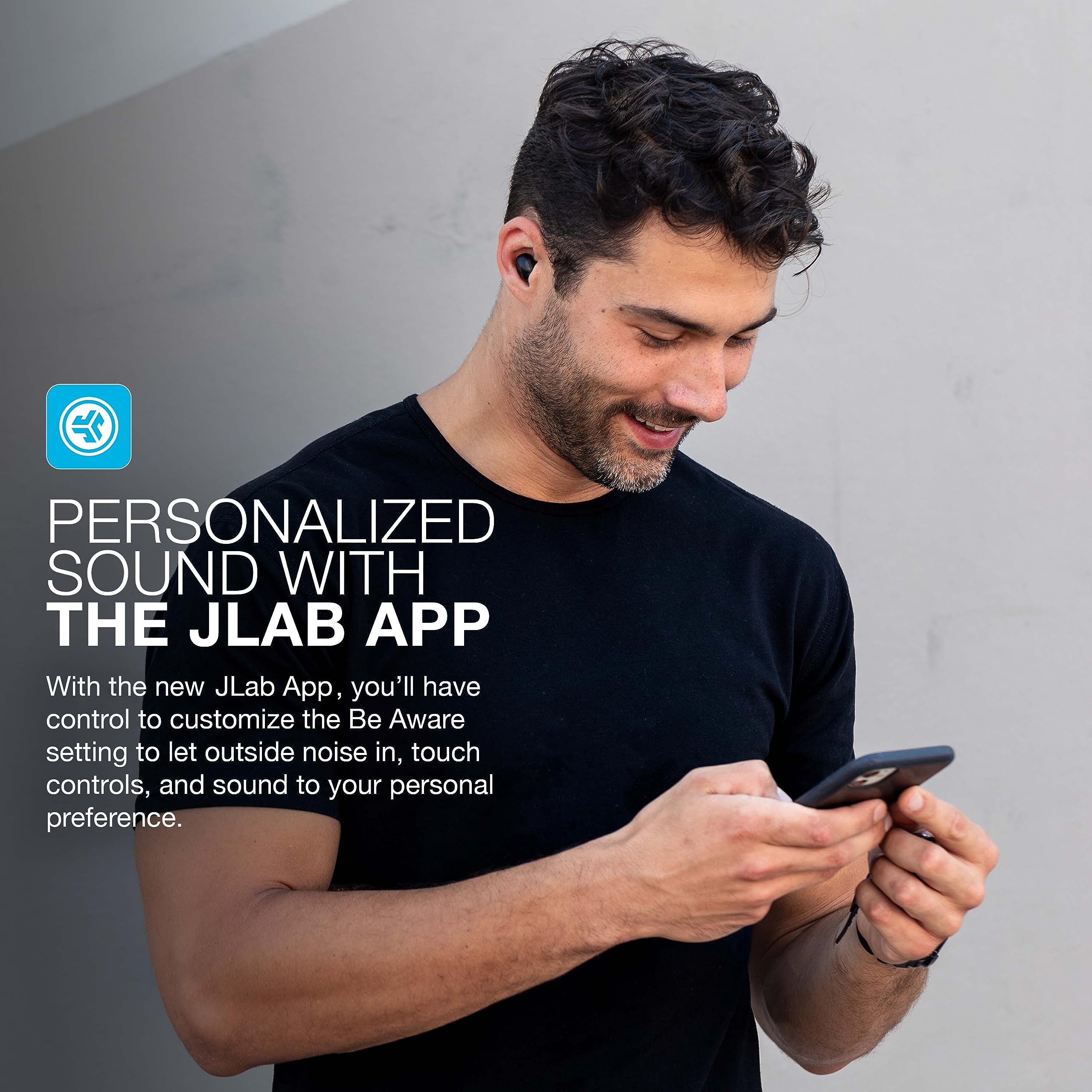 JLab JBuds Mini pantalla de app con ecualizador personalizable y opciones