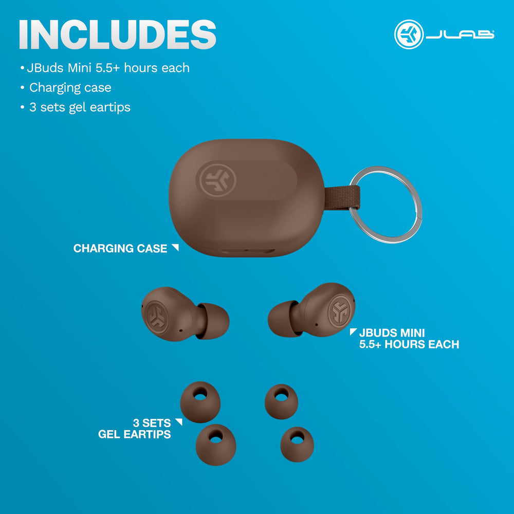 JLab JBuds Mini Tones en un vagón de metro demostrando función Be Aware para seguridad
