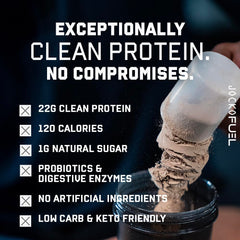 Jocko Fuel batido preparado en vaso, imagen que muestra una mezcla suave y apetecible