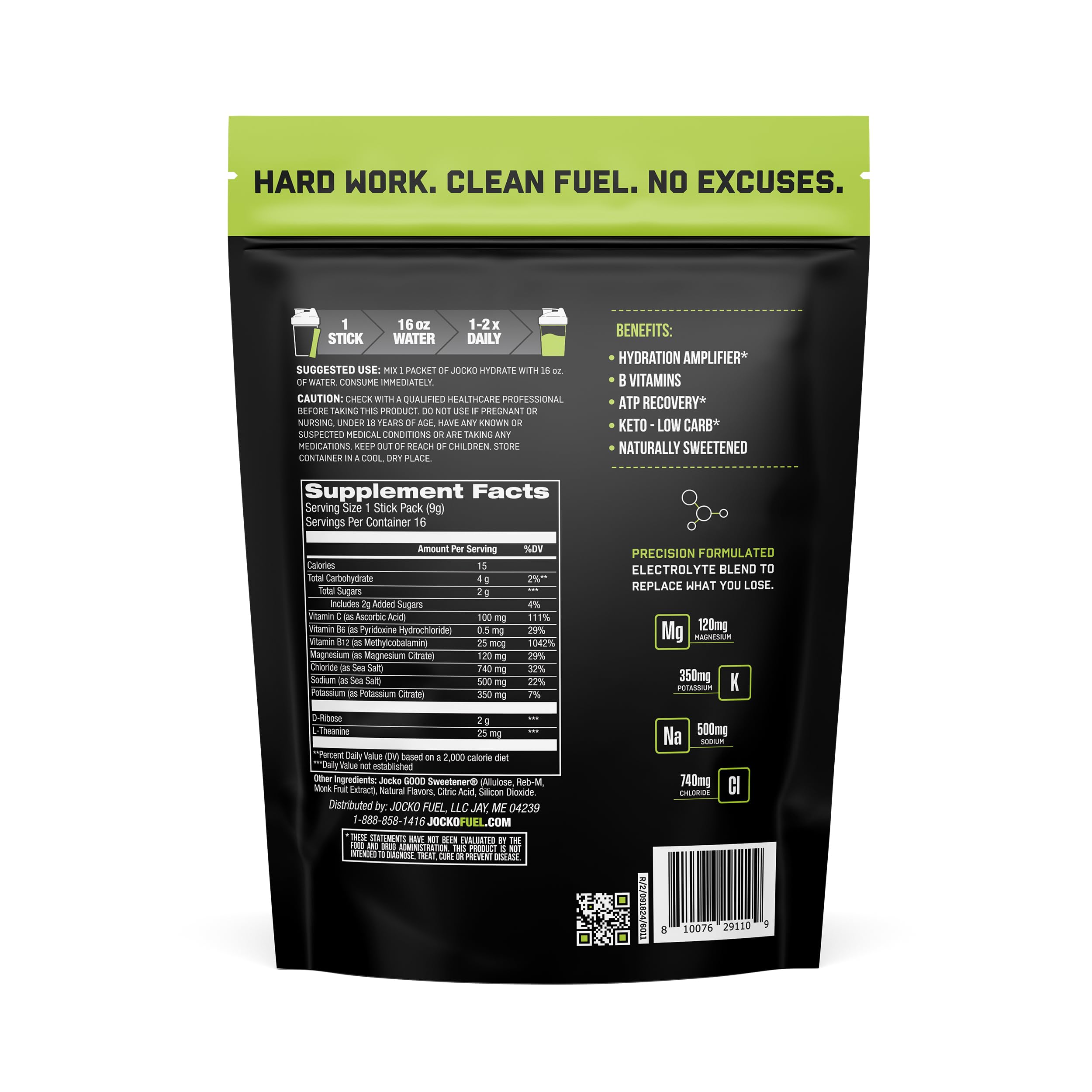 Jocko Fuel sobre abierto con polvo amarillo claro, fácil disolución