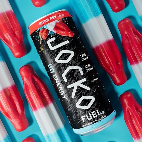 Jocko Fuel Nitro Pop lata en mano para apreciar tamaño y conveniencia