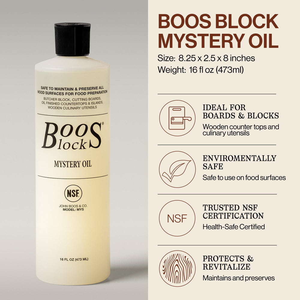 John Boos aplicación de aceite incoloro en una tabla de cortar