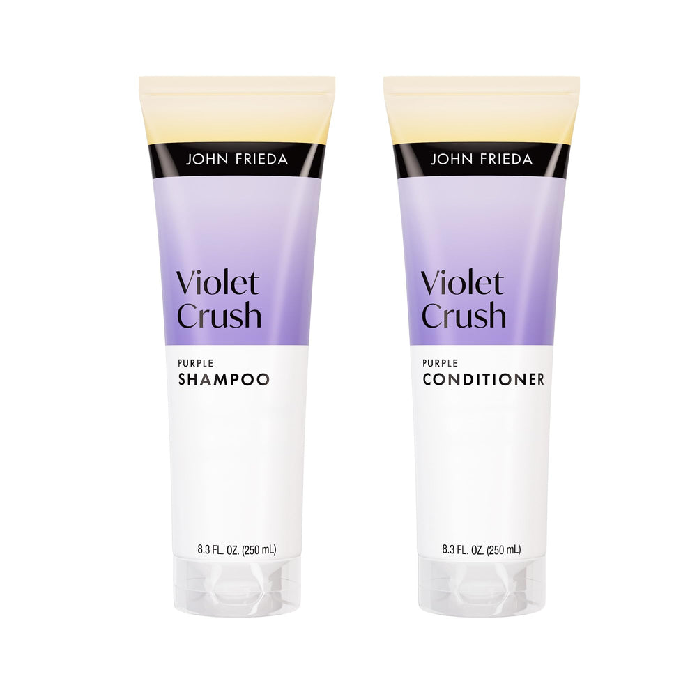 John Frieda embalaje frontal del set mostrando botellas y beneficios visibles