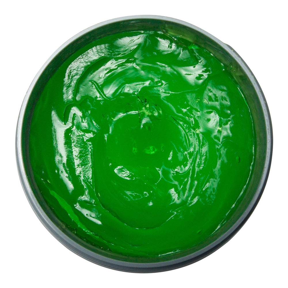 JOHNNY B. gel verde mostrando textura espesa y brillo intenso