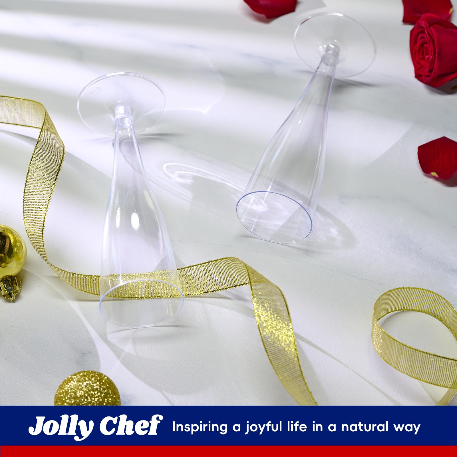JOLLY CHEF copas colocadas en mesa de boda, apariencia sofisticada