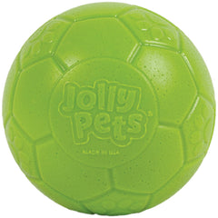 Jolly Pets front view of large green apple soccer ball shows bright color and shape, easy visibility