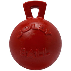 Jolly Pets pelota frontal roja mostrando diseño resistente y juego
