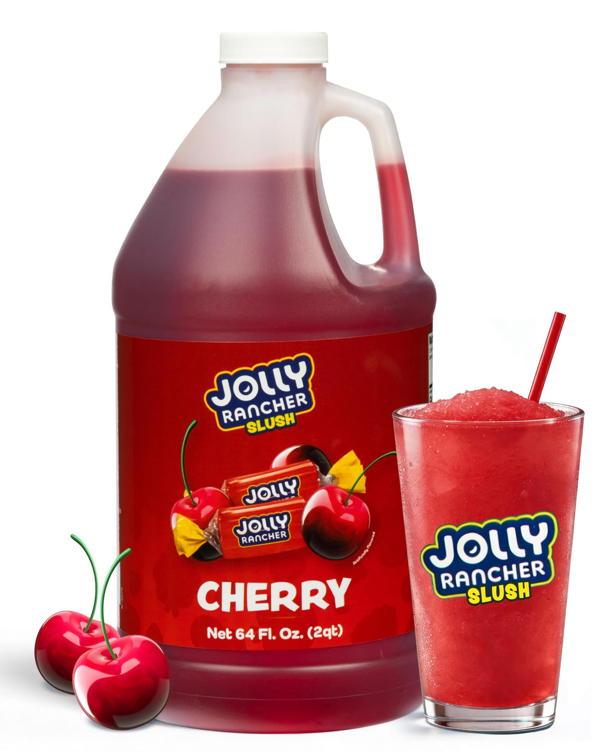 JOLLY RANCHER botella frontal de 1/2 galón mostrando etiqueta y fácil vertido