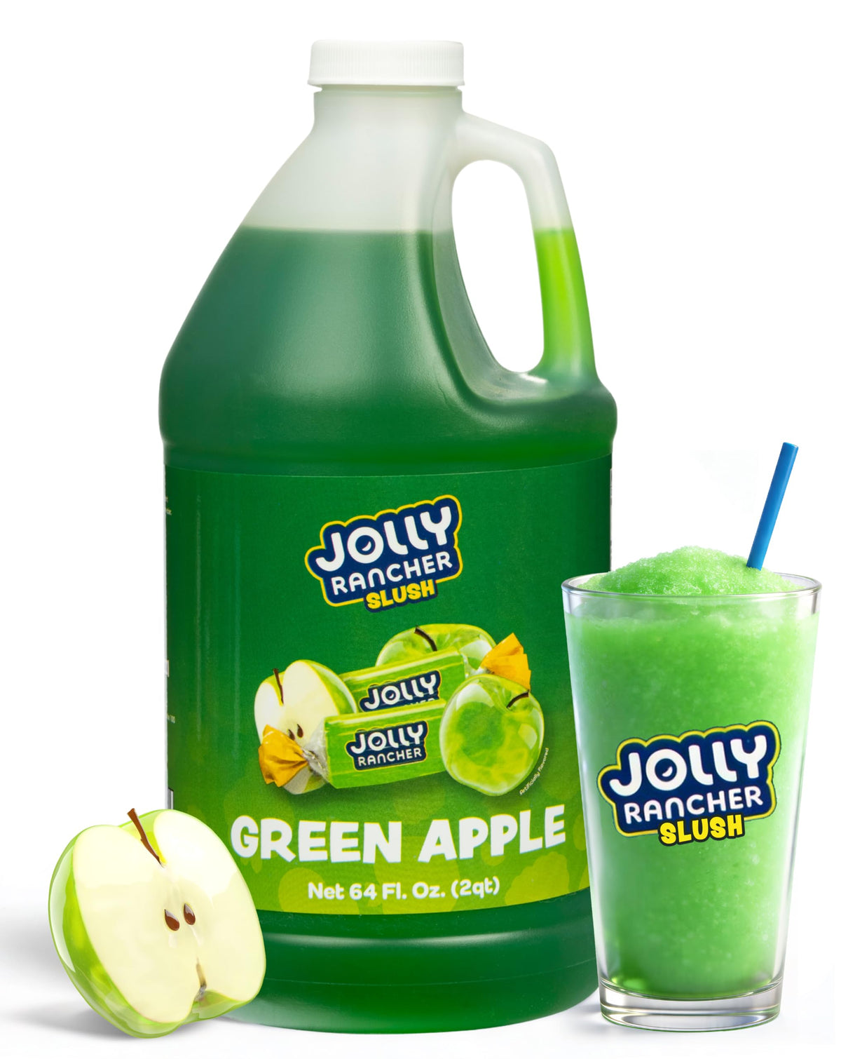 Jolly Rancher botella frontal manzana verde muestra envase práctico y sabor intenso