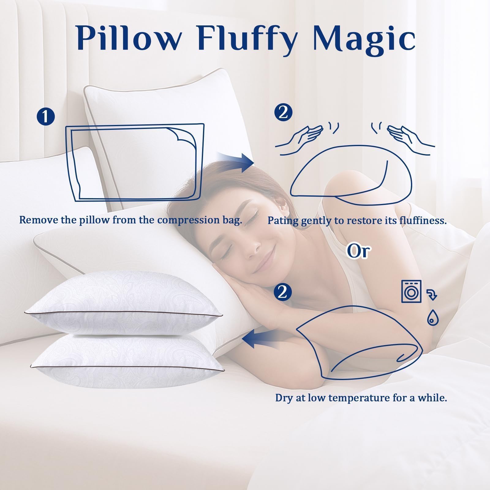 JOLLYVOGUE ambiente de habitación mostrando las almohadas en estilo hotelero