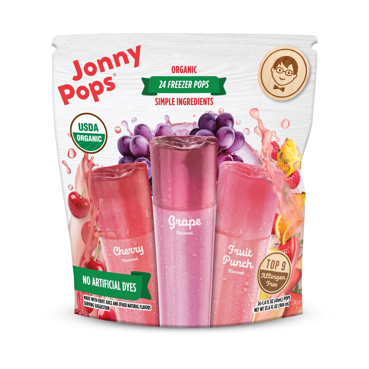 JonnyPops paquete frontal mostrando 24 paletas, ideal para reuniones y familia