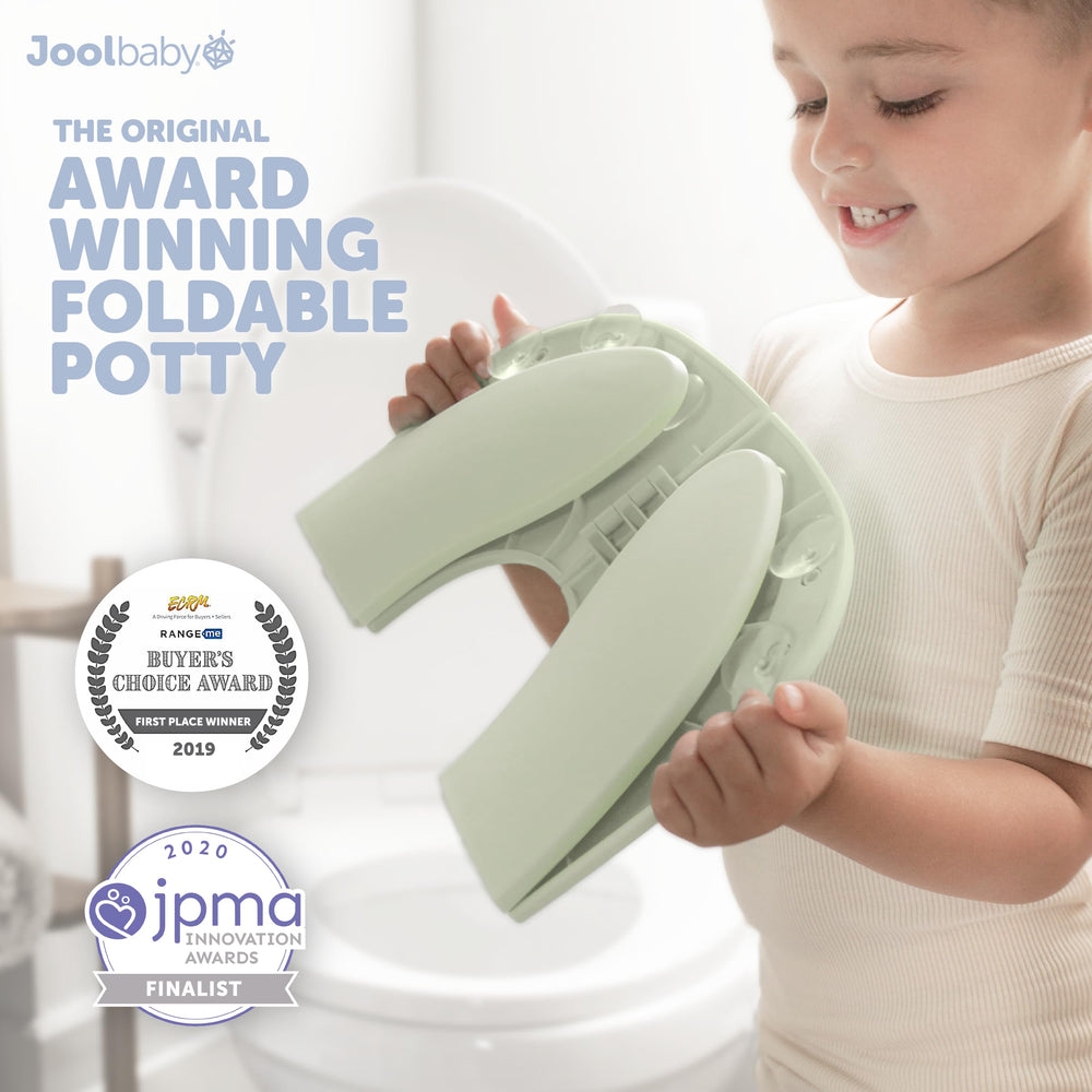 Jool Baby asiento plegado dentro de su funda lavable, transporte discreto