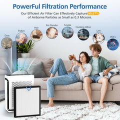 JORAIR comparación de tamaño del filtro Vital 100S junto a mano para escala