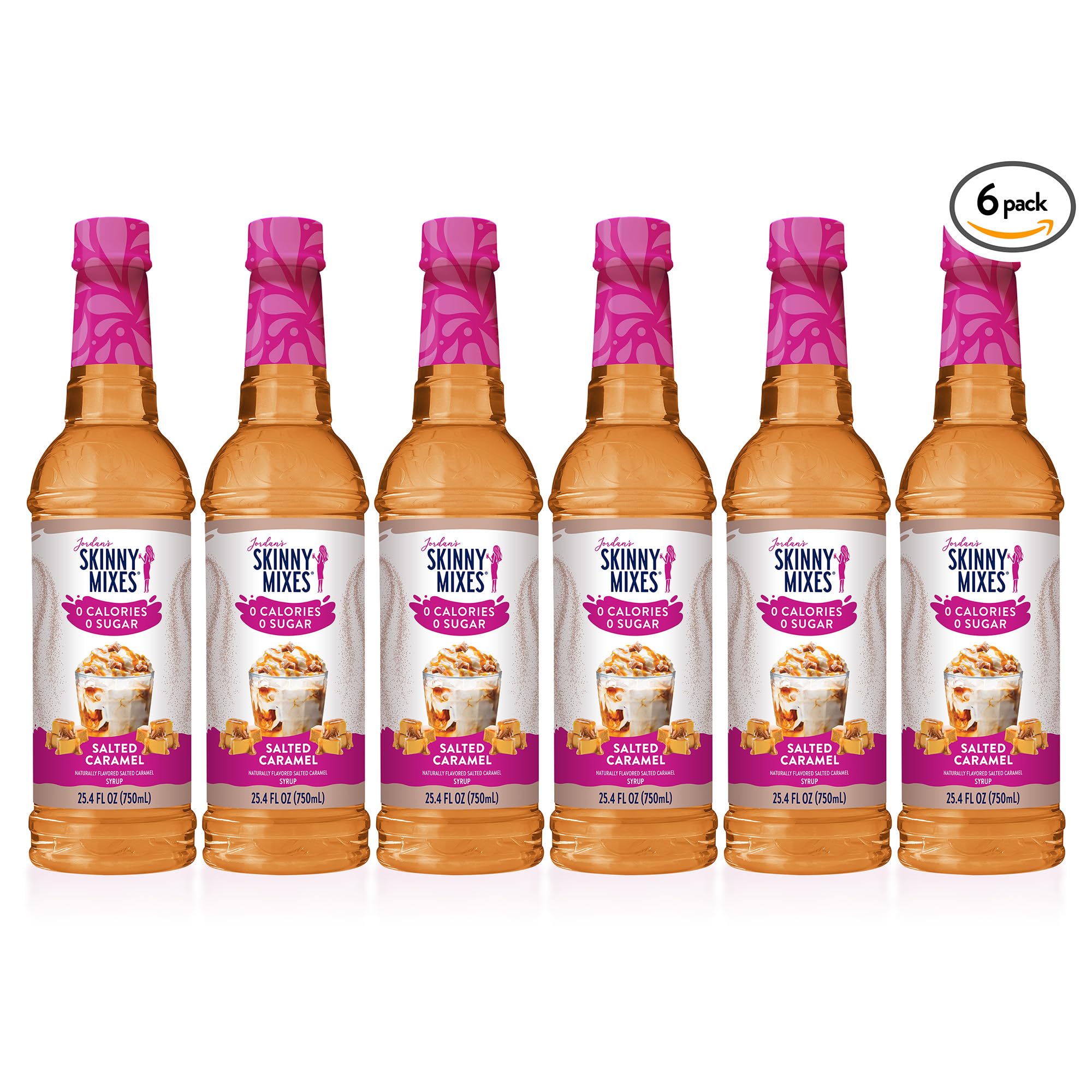 Jordan's Skinny Mixes botella junto a taza y desayuno mostrando versatilidad