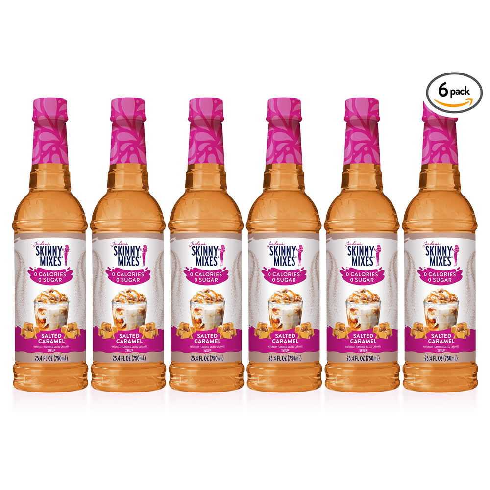 Jordan's Skinny Mixes botella junto a taza y desayuno mostrando versatilidad